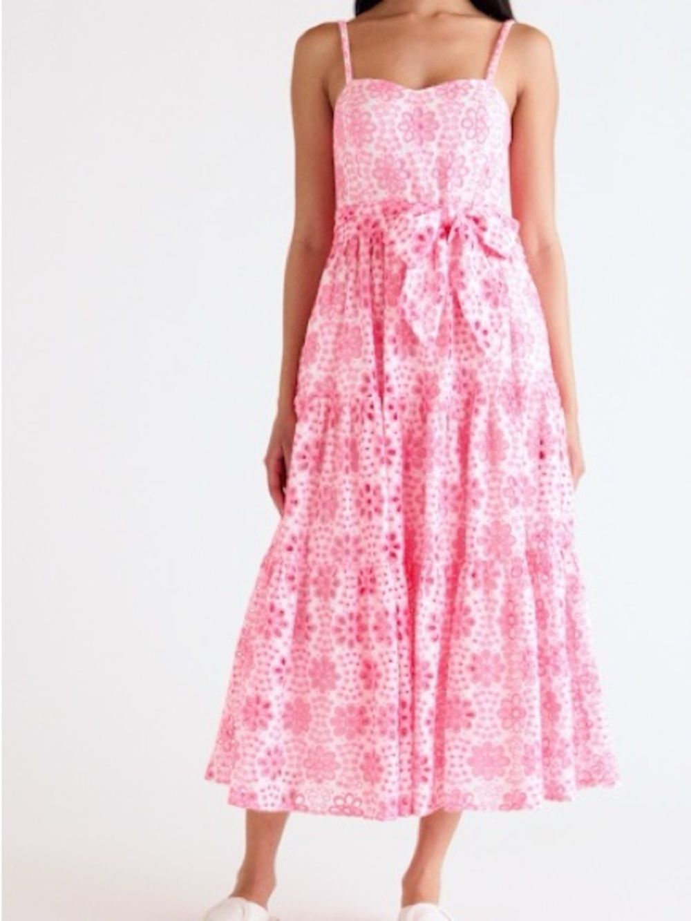 Lilly Pulitzer Edith Eyelet Midi Dress. With Delicate Allover Embroidery
